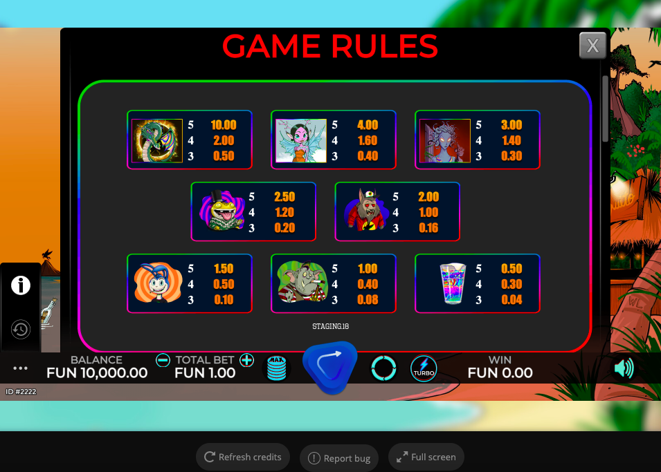 paradise trippies slot paytable